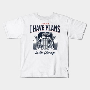 I Can't. I Have Plans in the Garage Peach Statement Graphic Kids T-Shirt